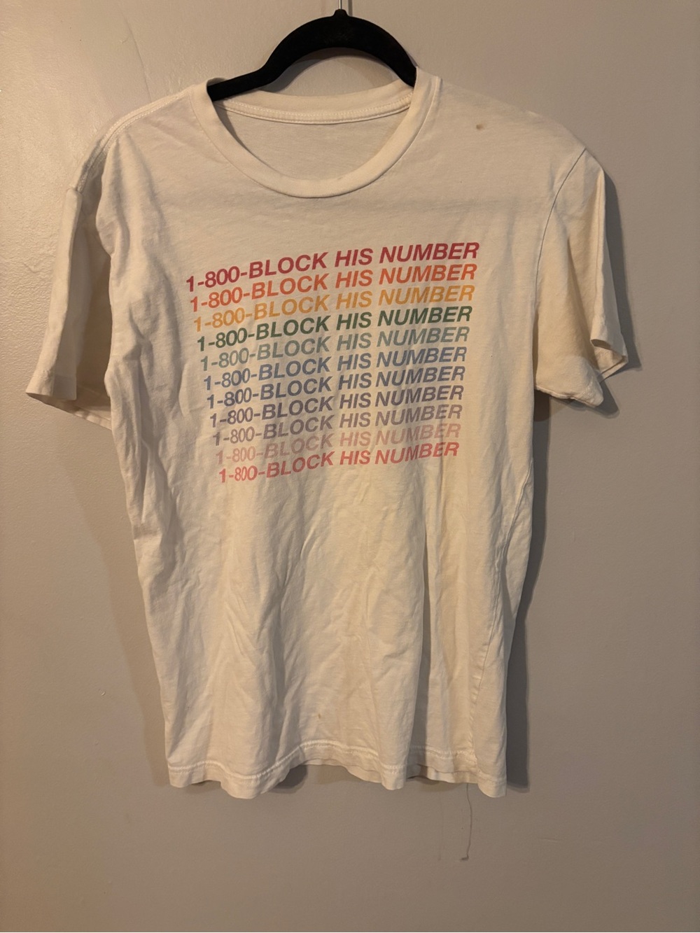 White Graphic Short Sleeve Tee with Multicolor Text